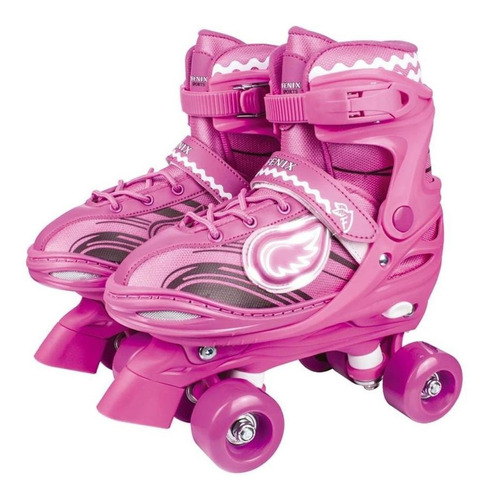 Imagem 1 de 6 de Patins 4 Rodas Retrô Clássico Rosa C/ Luz Led  Roller Skate