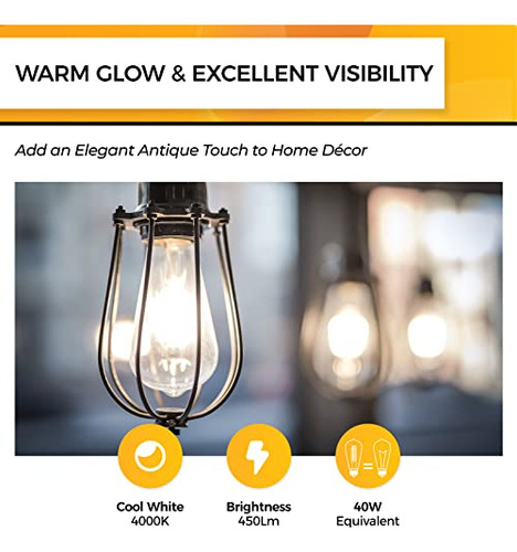 Bombillas Led Hizashi 40w Dimmable, 4000k E26, 95+ Cri, 6 Un