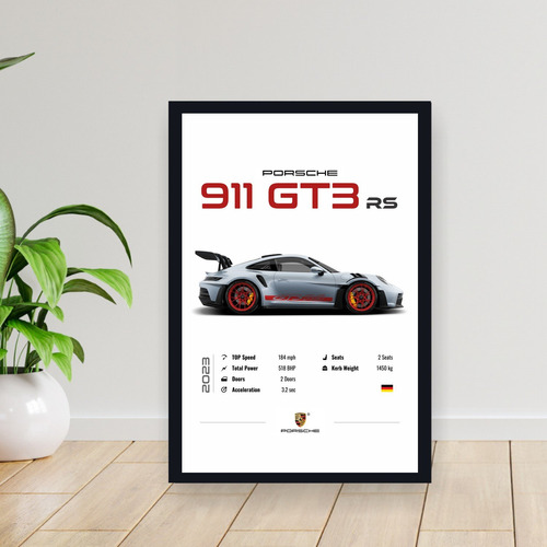 Cuadro 30x40 Minimalista Auto Porsche 911 Gt3 Rs