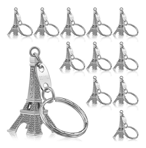Imagen 5 de 8 de 2 Llaveros Torre Eiffel 5cm Alto - Dorado Y Plateado - D816