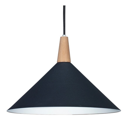 Lampara Colgante Nordica En Negro O Blanco Con Madera