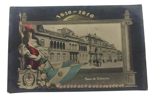 Antigua Tarjera Postal Centenario 1810 1910 Argentina (Usado)