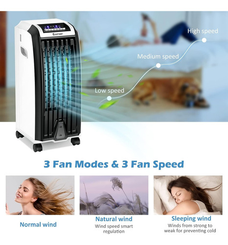 Costway Ventilador Portátil Con Control Remoto 3 Modos