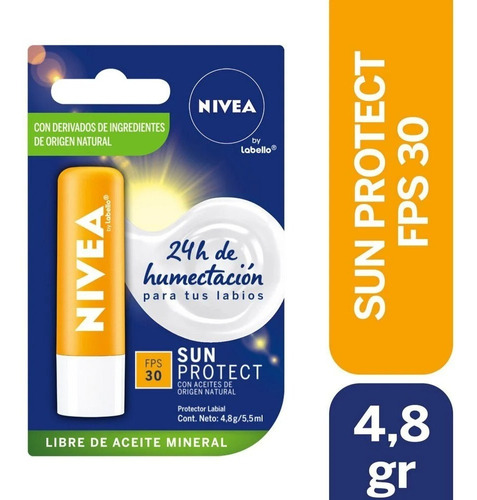 Bálsamo Labial Nivea Sun Protect Spf Piel 4.8 Gr