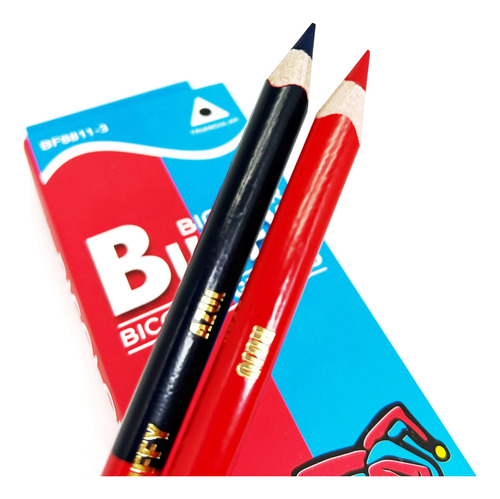 Bicolor Grueso Triangular Buffy C/12 Bf8811-3 Azul/rojo