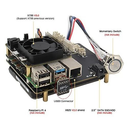 Almacenamiento Sata Geekworm Raspberry Pi 4, X825 V2.0 De 2,