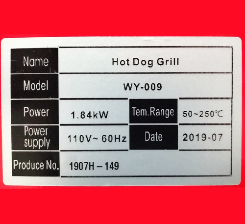 Verly Máquina Comercial De Hot Dogs 9 Rodillos 1500 W 110v