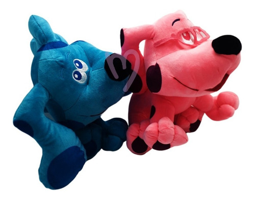 Peluche Pistas De Blue Y Magenta Pareja Perritos 30cm