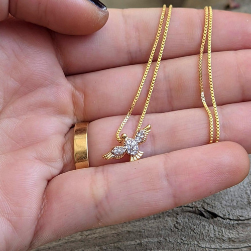 Colar Pomba Espirito Santo Presente De Natal Para Sogra Cor Dourado
