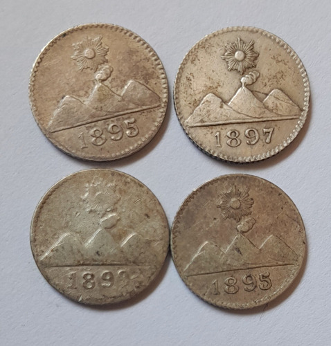 4 Monedas De 1/4 De Real De Guatemala, Distintos Años