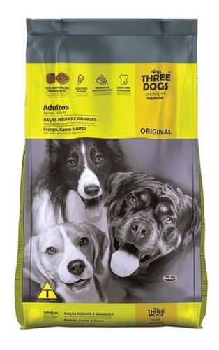 Ração Three Dogs Especial Original 15kg - Nova Embalagem