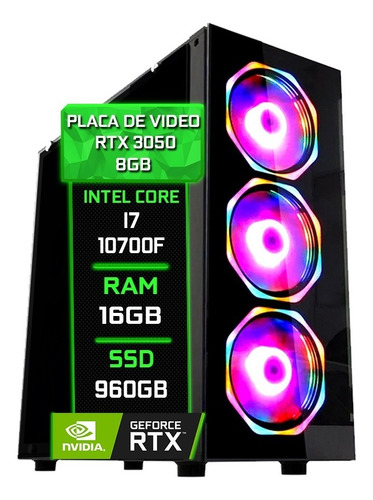 Pc Gamer Fácil Intel I7 10700f 16gb Rtx 3050 8gb Ssd 960gb