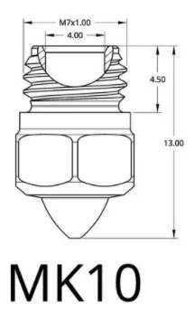 Pico Acero Inoxidable Mk10 Rosca M7 Filamento 1.75 X 0.2mm