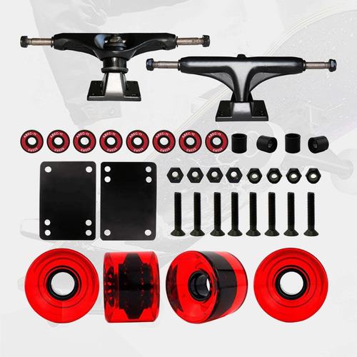 Monopatín Longboard Truck Bridge Abec-11 Rojo Claro