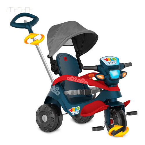 Triciclo Velobaby Reclinável Com Capota Bandeirantes Azul