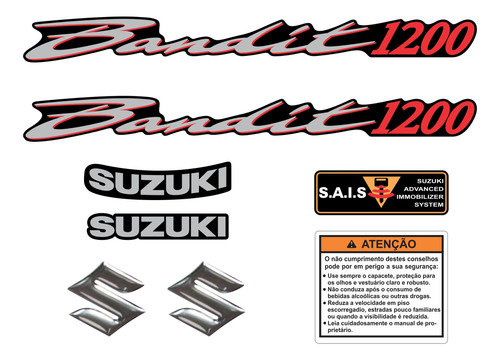 Kit Adesivo Suzuki Bandit 1200s 2006 Preta Szb1200s07 Fgc