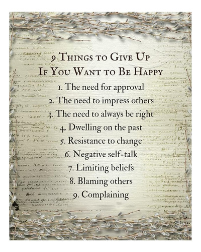 9 Cosas Que Debes Renunciar Ser Feliz Póster De Decora...