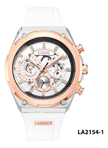Reloj Hombre Loix® La2154-1 Blanco Con Oro Rosa
