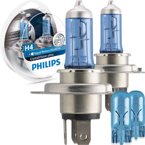 Imagem 1 de 6 de Kit Lâmpada Philips Crystal Vision Ultra H4 55w-12v 4300k