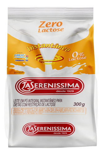 Leite Pó Instantâneo Integral Zero Lactose La Serenissima Pacote 300g