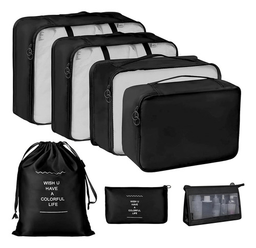 Set De Bolsas Organizadoras Para Equipaje De Gran Capacidad Color Negro