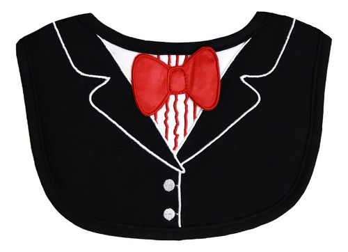 Elegante Babero Para Bebé Esmoquin Tuxedo Moño Rojo Regalo