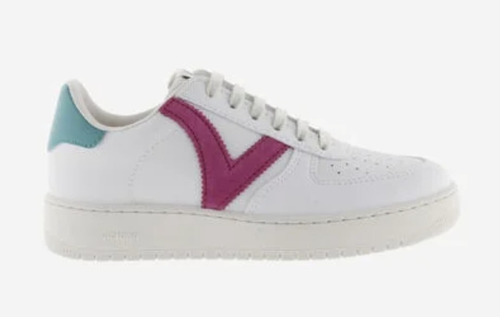 Tenis Victoria Madrid Blanco Fucsia Talón Azul 1258201 Dama