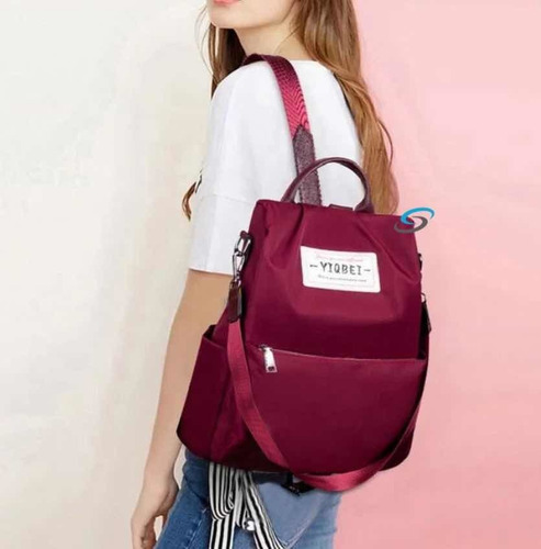 Imagen 2 de 10 de Bolsa Mujer Mochila Antirrobo Impermeable Moda Casual 35