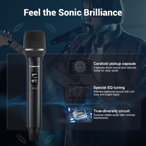 Sistema Micrófono Inalámbrico Phenyx Pro 2 Canales Canto Kar
