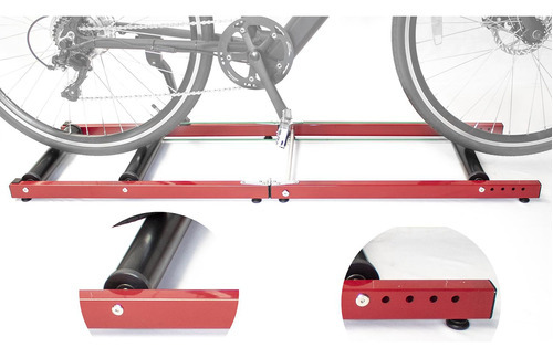 Rodillo Entrenador Bicicleta Triple Rodillos Pegable Rojo