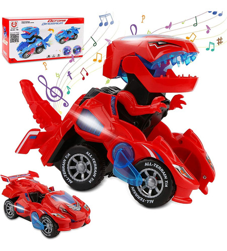 Beefunni Transforming Dinosaur Car Toys,juguete Automático D