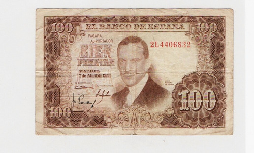 Billete 100 Pesetas España 1953 Serie 2 L