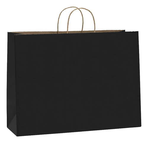 100 Bolsas De Papel Kraft Negras 40 X 15 X 30 Cm Reciclables