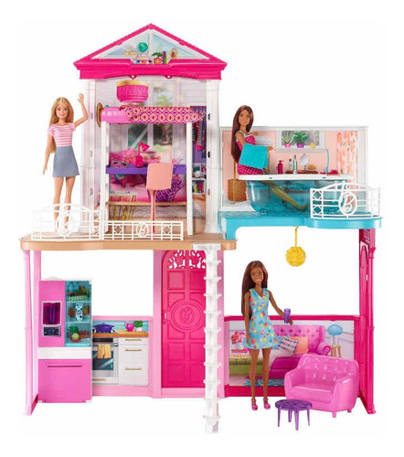 Casa Barbie Mattel Barbie Glam Set Con Pisicina Y 3 Barbies