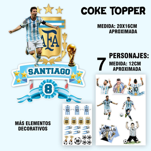 Cake Topper Kit Imprimible Adorno Torta Argentina Messi M2
