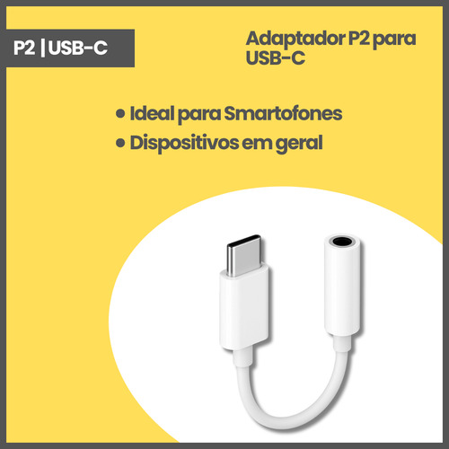 Adapdador Cabo P2 Para Usb-c Fones Microfones Android