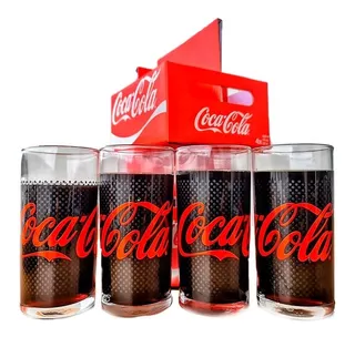 Set De 4 Vasos De Vidrio Coca-cola