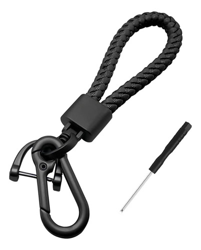 Llavero De Paracord Bellota Trenzado Cuero Negro Para Auto Color