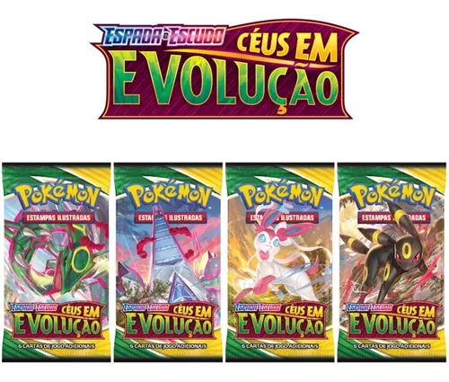 Pacote Cartas Pokémon Booster 6 Cartas Espada Escudo Céus em Evolução