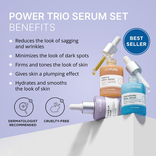 Serum Trio Set Gopure Power Radiant Con Vitamina C Y Ácido H