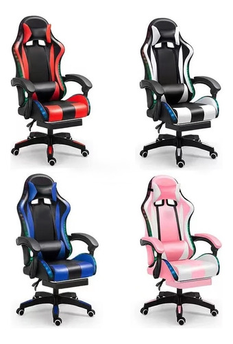 Silla Gamer Playstation Gaming Pc Sillon Oficina Rgb Luces