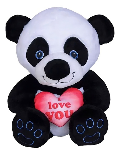Pelúcia Urso Panda Com Coração Eu Te Amo 35 Cm Antialérgico