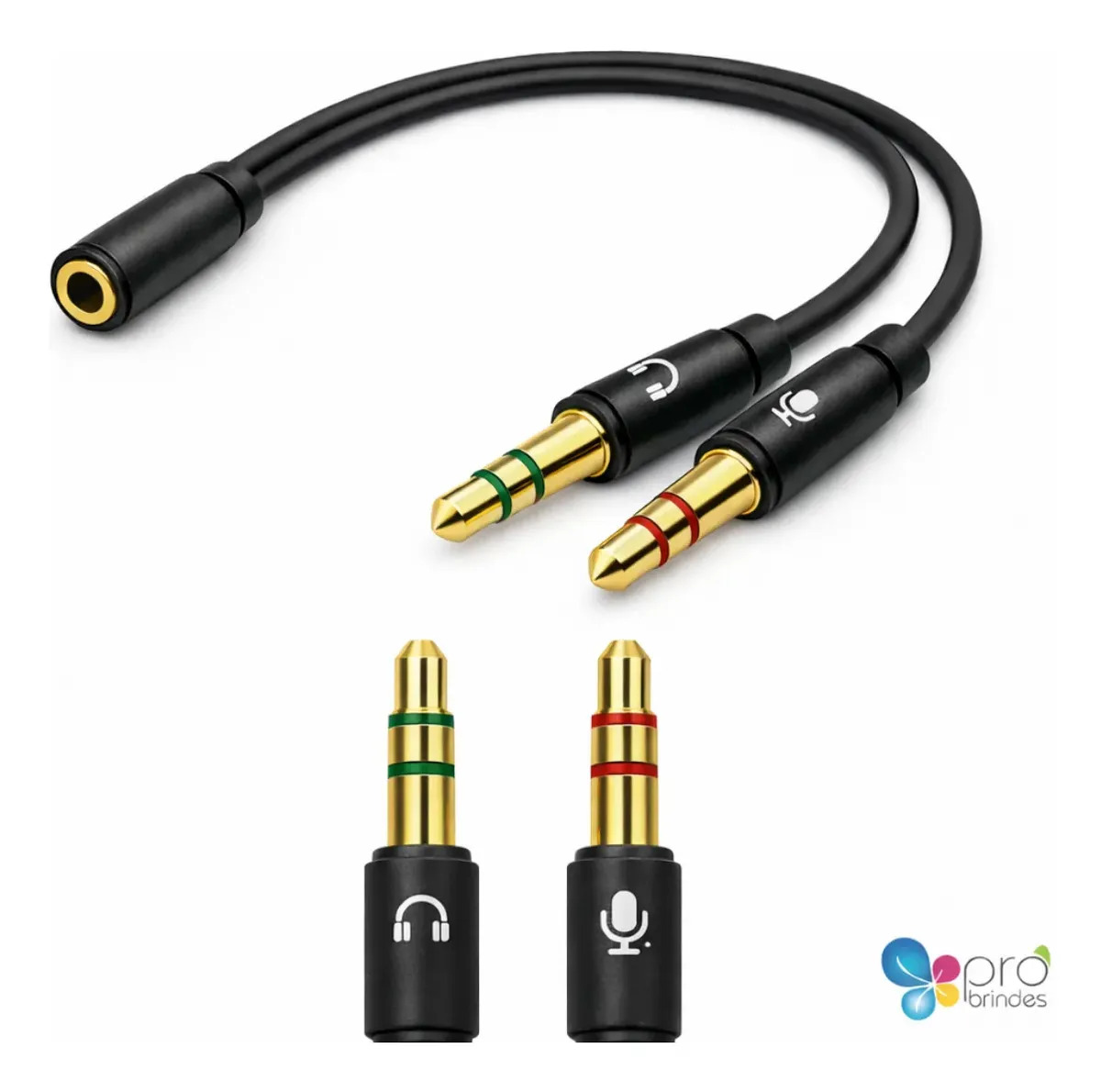 Cabo Adaptador P3(p2 Combo)p/ Fone E Microfone Headset 20cm Pro Brindes