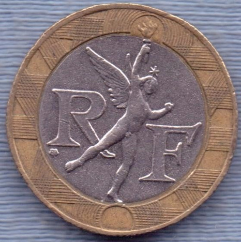 Imagen 2 de 2 de Francia 10 Francs 1989 Bimetalica * Libertad *