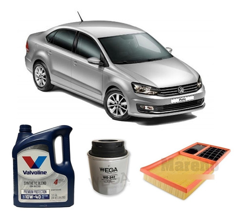 Kit De 2 Filtros Volkswagen Polo Y Valvoline 10w40 X4 Litros