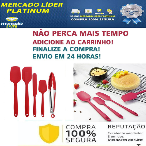 Imagem 9 de 9 de Kit Jogo Utensílios De Cozinha P/ Presente 5 Peças Silicone