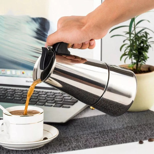 Cafeteira Italiana Inox 300ml C/ Alça Mimo Style 6 Cafés