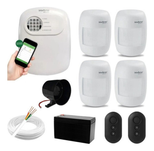 Sistema Alarme Intelbras 4 Sensores Sem Fio Com Bateria Cor Branco