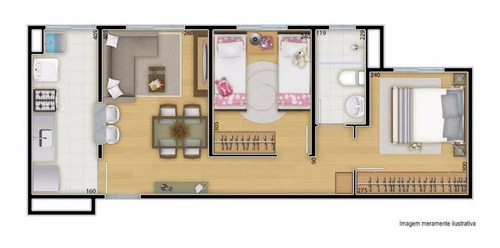 Imagem 10 de 14 de Apartamento Único 45m 2dorms 1vaga Planejados 260 Mil