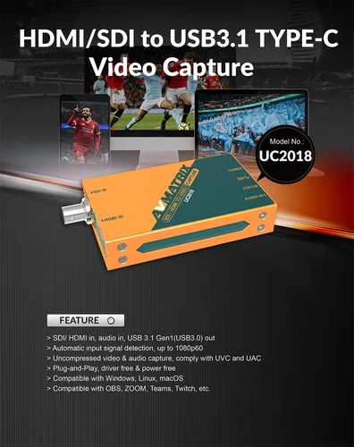 Avmatrix Capturadora Uc2018 Sdi/hdmi S/compresion 1080p 60f